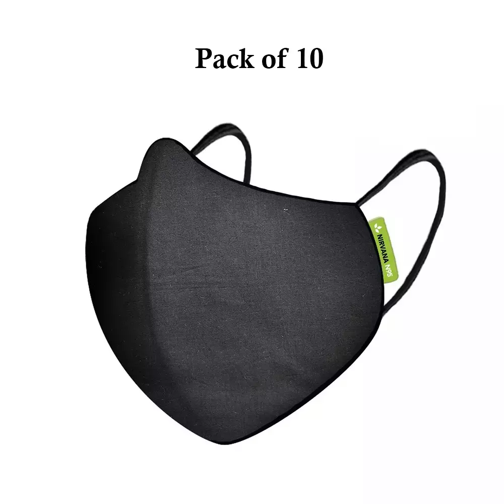 Nirvana N95 Anti-Pollution Mask Black Size Medium, NI2103 (Pack of 10 Pcs)