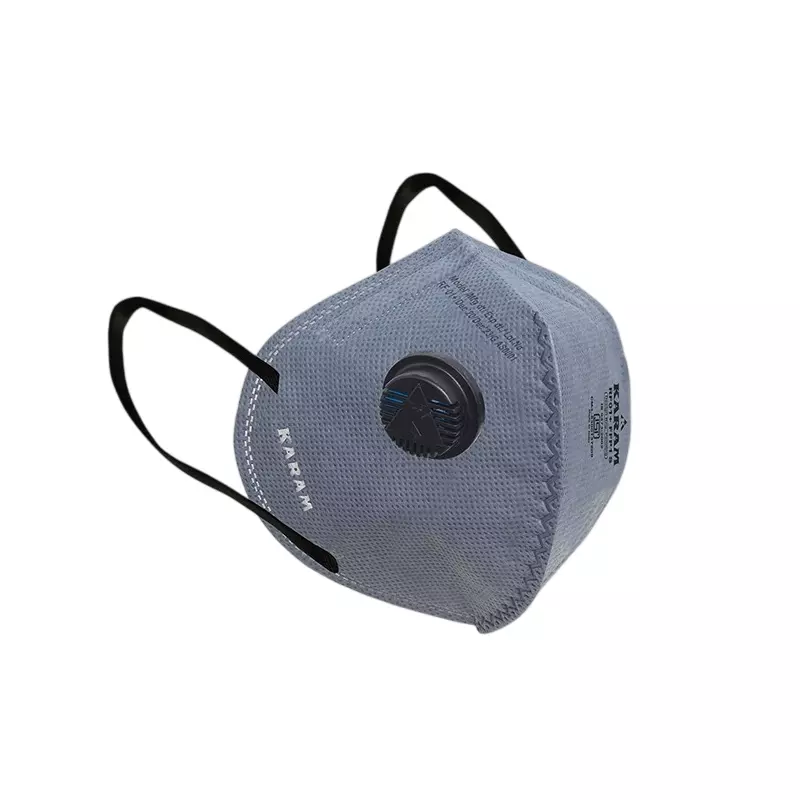 Karam Disposable Face Resprator Mask FFP1 Non-Woven Polypropylene with Ear Loops & Exhalation Valve, RF01+ (Pack of 100 Pcs)