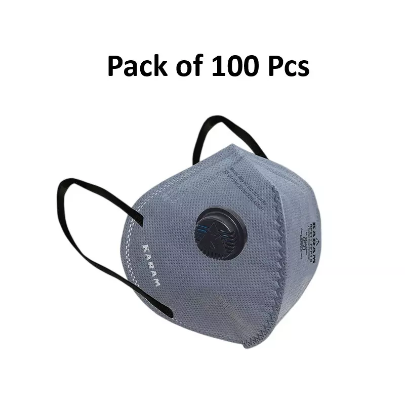 karam-disposable-face-resprator-mask-ffp1-non-woven-polypropylene-with-ear-loops-exhalation-valve-rf01-pack-of-100-pcs