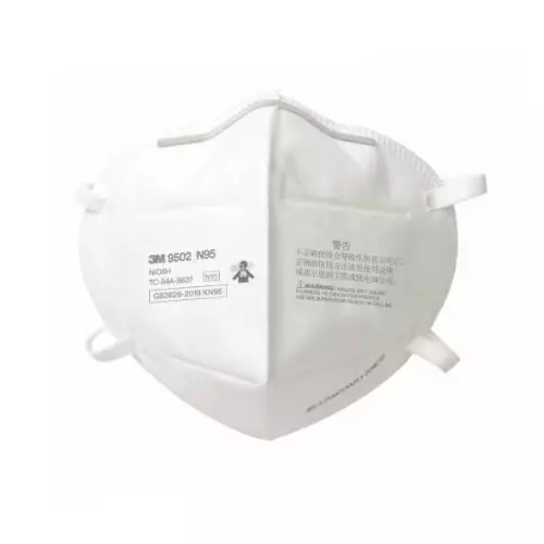 3M Respirator Face Mask Flat Fold Type N95 Class White Free Size, 9502 NIOSH (Pack of 50)