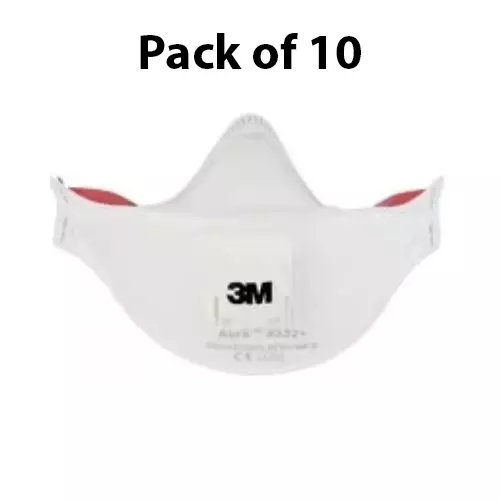 3M Respirator Face Mask Type P3 Class White Free Size, 9332A+ (Pack of 10)