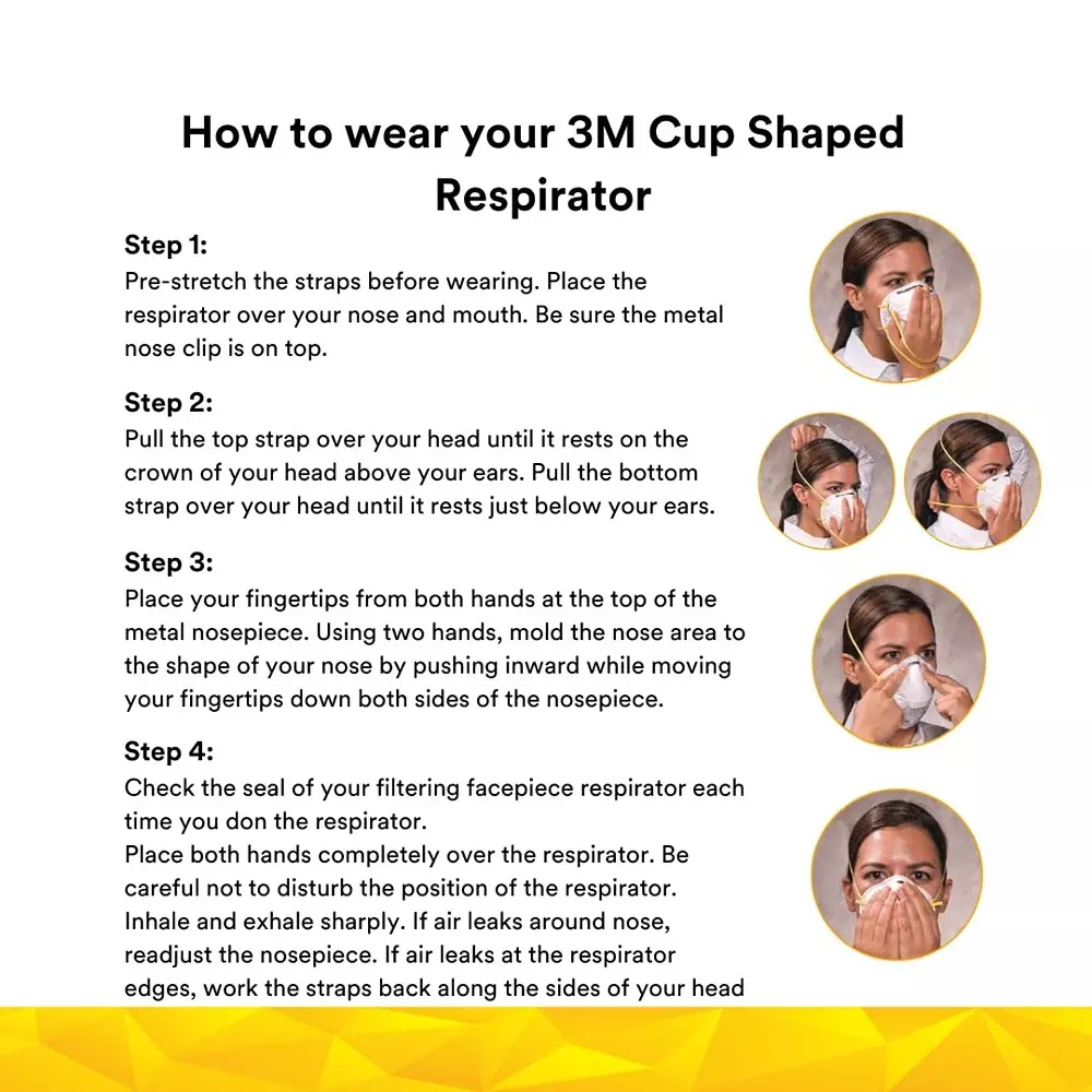 3M Universal Fit Nose Mask Cup-Shaped Free Size White for Dust Pollution Protection Use, 8210 (Pack of 50 Pcs)
