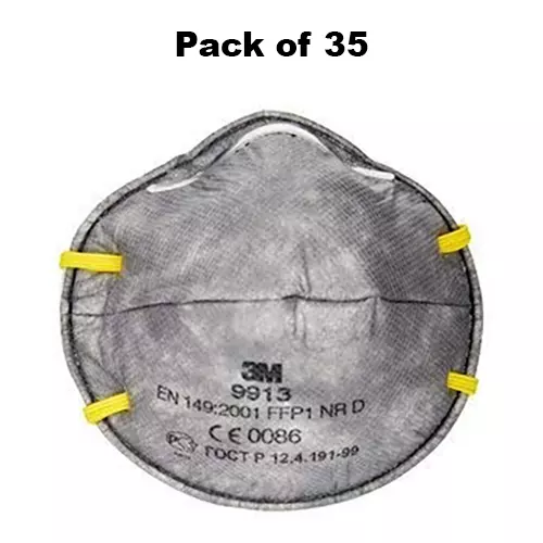 3M Universal Fit Nose Mask Cup-Shaped Free Size Grey for Dust Pollution Protection Use, 9913 (Pack of 35 Pcs)