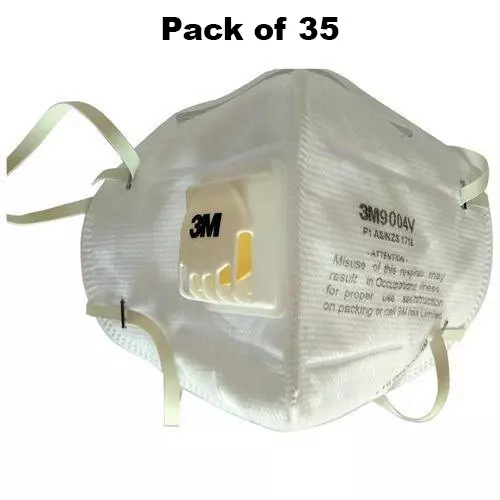 3M Universal Fit Nose Mask with Volv V Shaped Meduim Size White Cotton for Dust Pollution Protection Use, 9004 V (Pack of 35 Pcs)
