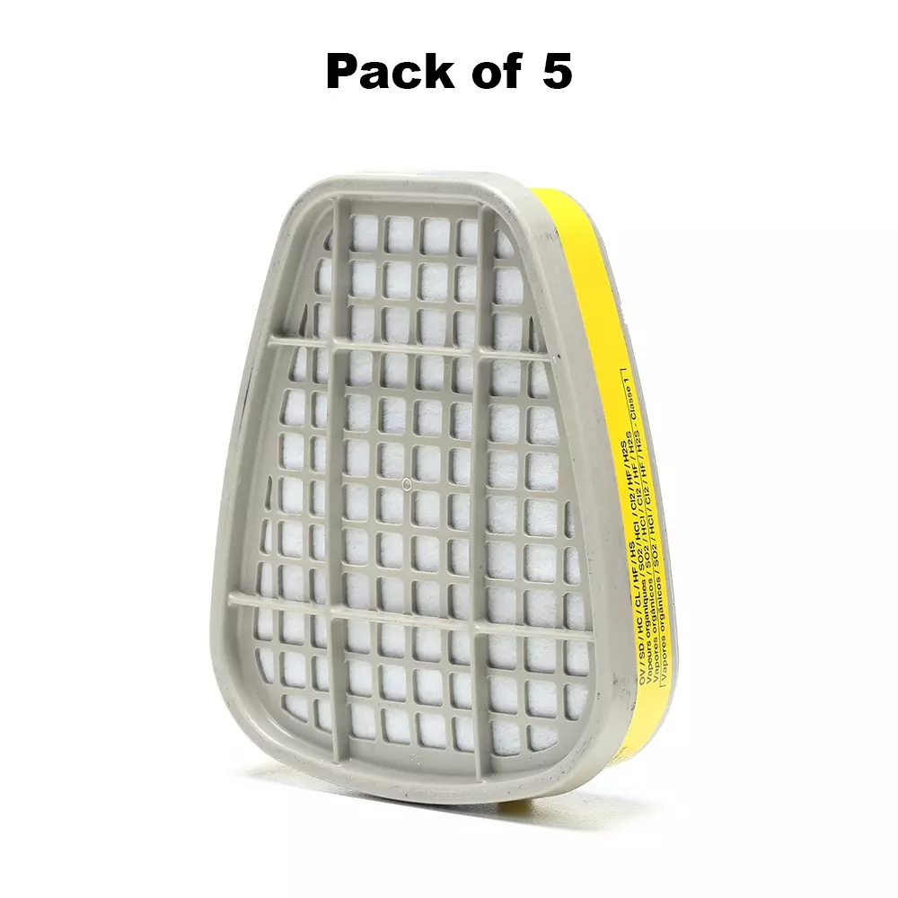 3M Organic Vapor Acid Gas Cartridge Yellow & Grey for Oil & Gas, Food Safety, 6003 (Pack of 5 Set)