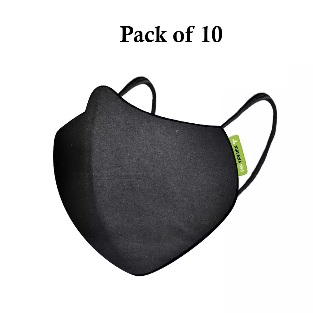 Nirvana N95 Anti-Pollution Mask Black Size Large, NI2100 (Pack of 10 Pcs)