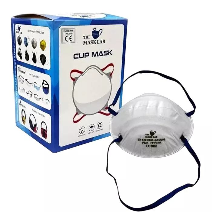 The Mask Lab FFP1 Mask Cup White Ergonomic Cup Design for Viral Infections, P821 (Pack of 20 Pcs)
