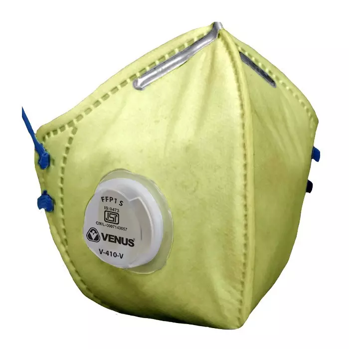 Venus V-410 V Fold-Flat Particulate Respirator Polyester/Polypropylene FFP1 S Filter Class Yellow, 110497601 (Pack of 200)