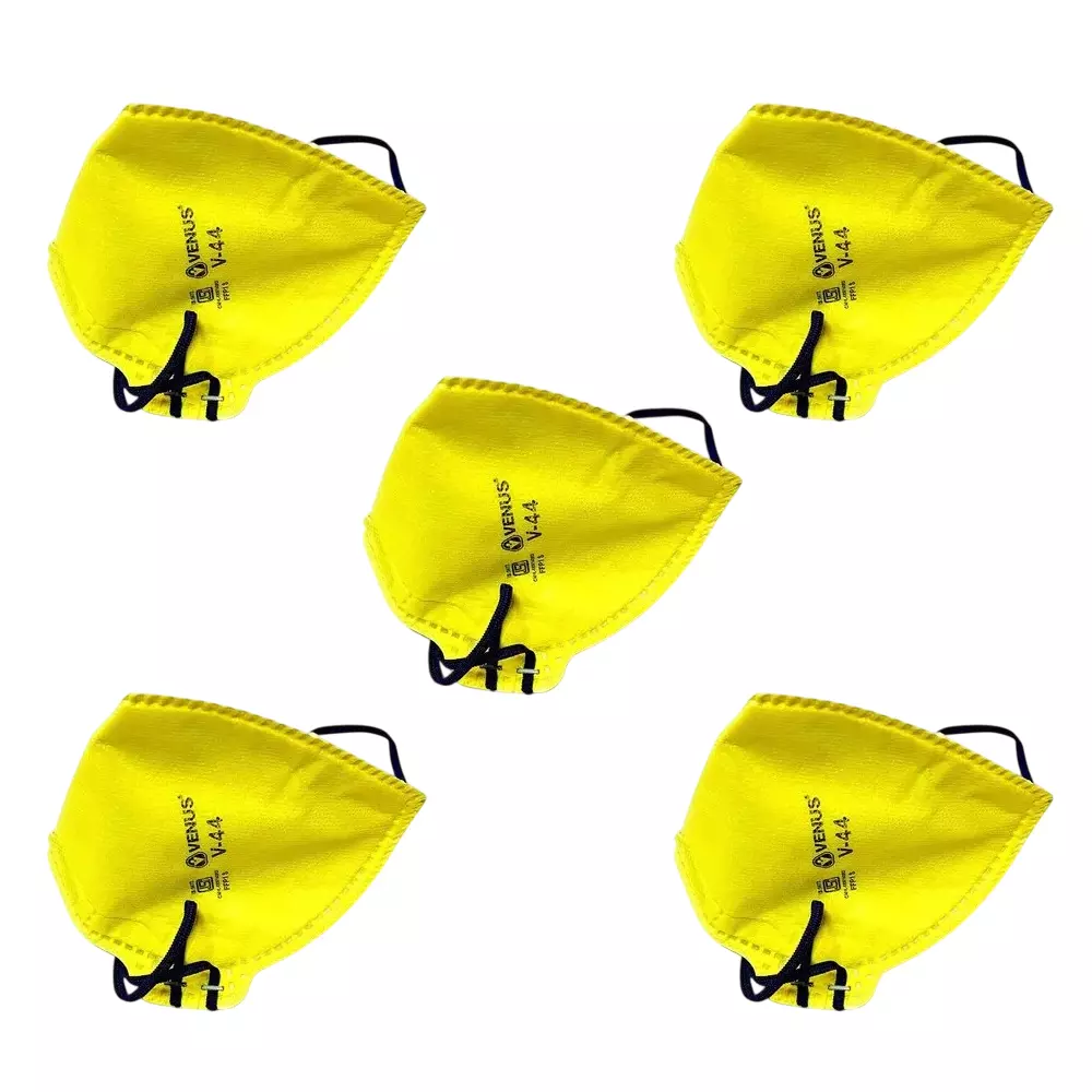 Venus Safety Mask Yellow C Style Fold Multi Layers, V 44 (Pack of 5 Pcs)