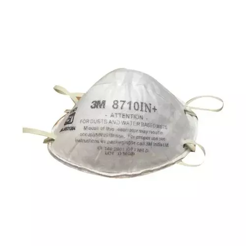 3M Universal Fit Nose Mask Cup-Shaped Free Size White for Dust Pollution Protection Use, 8710 IN Plus (Pack of 60 Pcs)