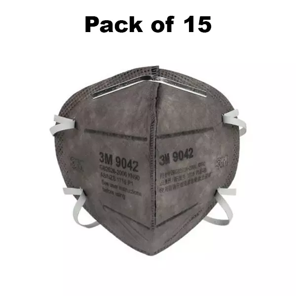 3M Universal Fit Nose Mask Cup-Shaped Small Size Grey Non-Woven for Dust Pollution Protection Use, 9042 (Pack of 15 Pcs)