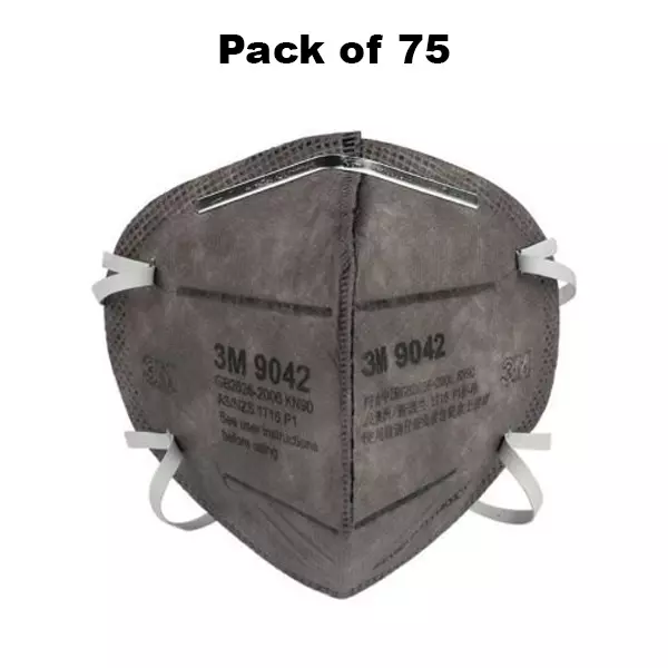 3M Universal Fit Nose Mask Cup-Shaped Small Size Grey Non-Woven for Dust Pollution Protection Use, 9042 (Pack of 75 Pcs)