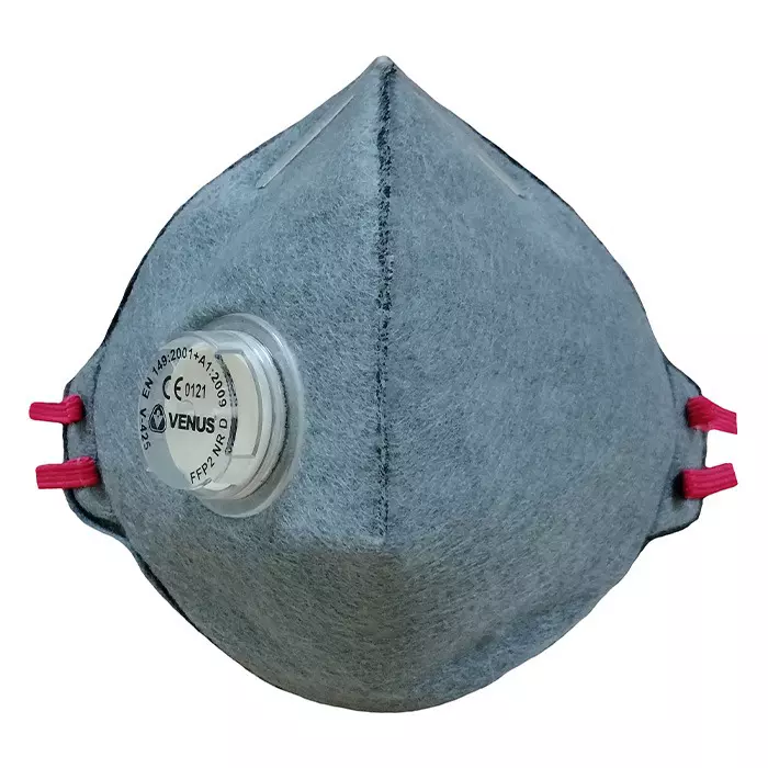 Venus FFP2 NR D Universal Fit Nose Mask with Volv Embedded Nose Clip C-Shaped Grey for Pollution Dust Protection Use, V-425 (Pack of 100 Pcs)
