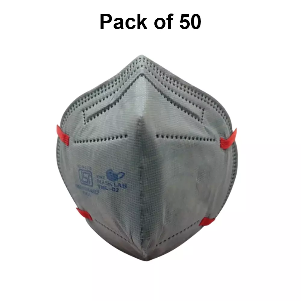 The Mask Lab Face Mask C Shape Polypropylene Ear Loop Grey for Industrial Safety & Medical Purpose, TML-02 50 Pcs