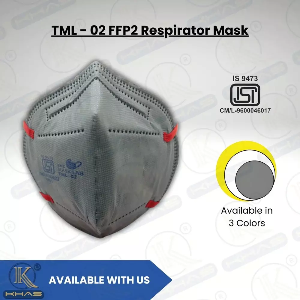 The Mask Lab Face Mask C Shape Polypropylene Ear Loop Grey for Industrial Safety & Medical Purpose, TML-02 50 Pcs