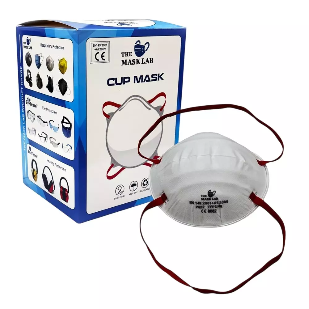 The Mask Lab FFP2 Mask Cup White Ergonomic Cup Design for Viral Infections, P822 (Pack of 20 Pcs)