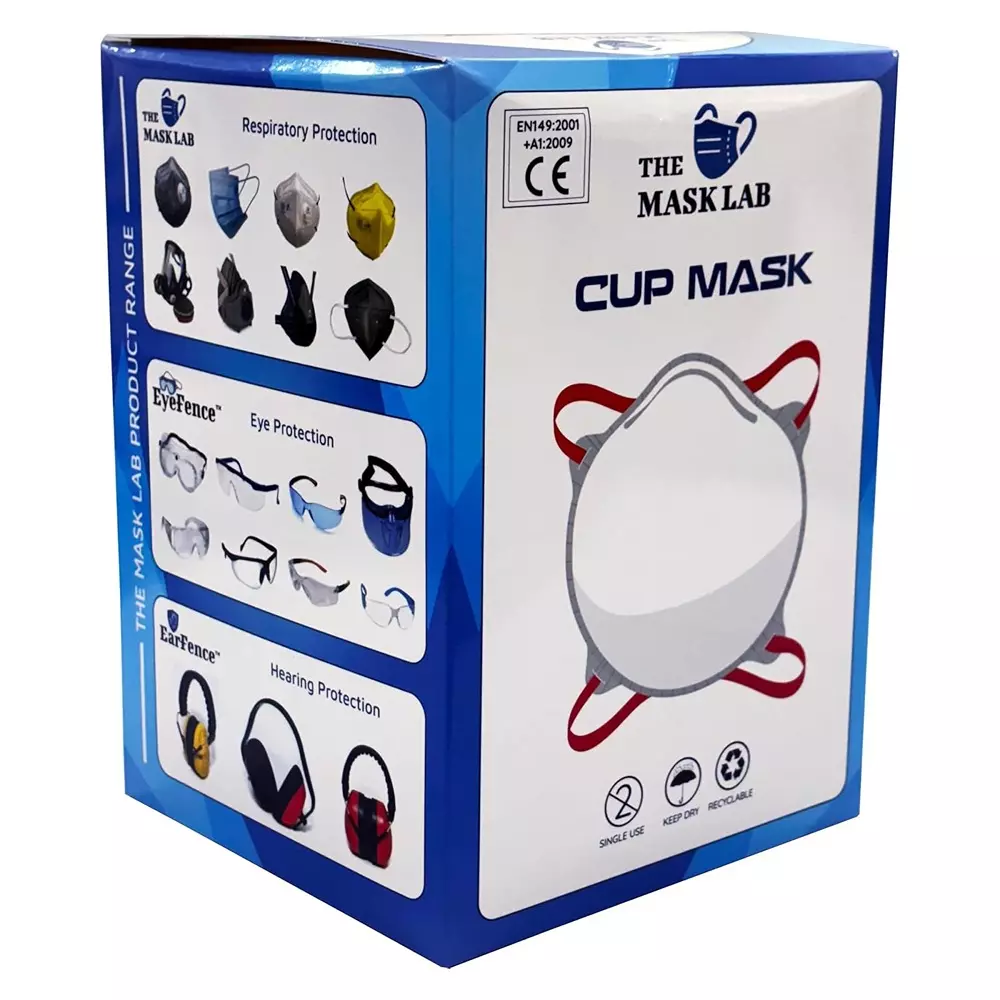 The Mask Lab FFP2 Mask Cup White Ergonomic Cup Design for Viral Infections, P822 (Pack of 20 Pcs)