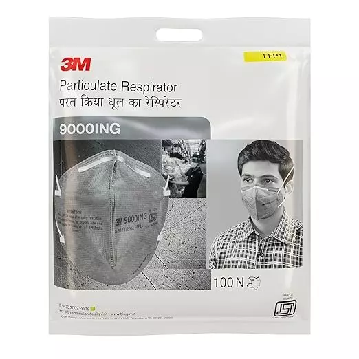 3-m-anti-pollution-flatfold-respiratior-mask-n-95-cup-shape-polypropylene-grey-9000ing-pack-of-25-pcs