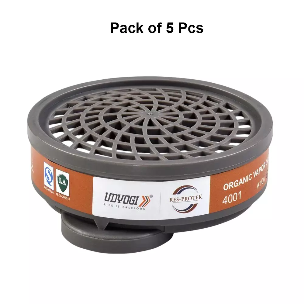udhyogi-organic-gas-vapour-cartridge-filter-round-shape-grey-plastic-for-multiple-uses-res-protek-4001-pack-of-5-pcs