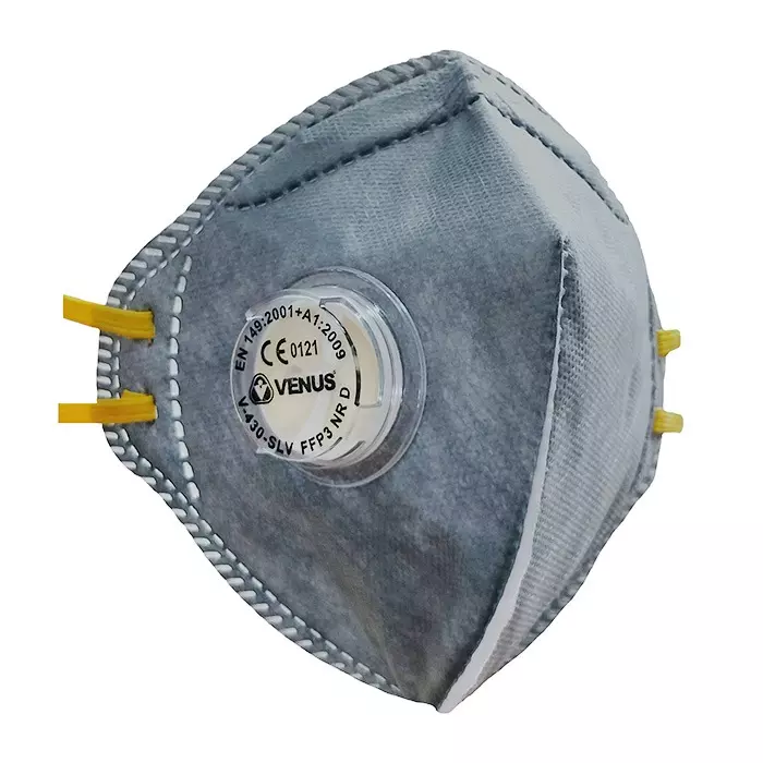Venus V-430 SLV Fold-Flat Particulate Respirator Electrostatic PP-MB FFP3 NR D Filter Class Grey, 110496601 (Pack of 150)