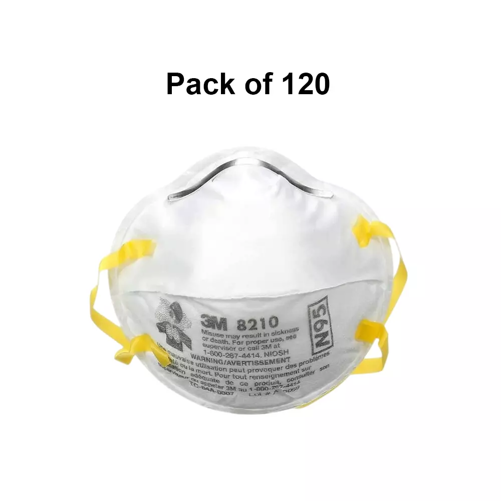 3M Universal Fit Nose Mask Cup-Shaped Free Size White for Dust Pollution Protection Use, 8210 (Pack of 120 Pcs)
