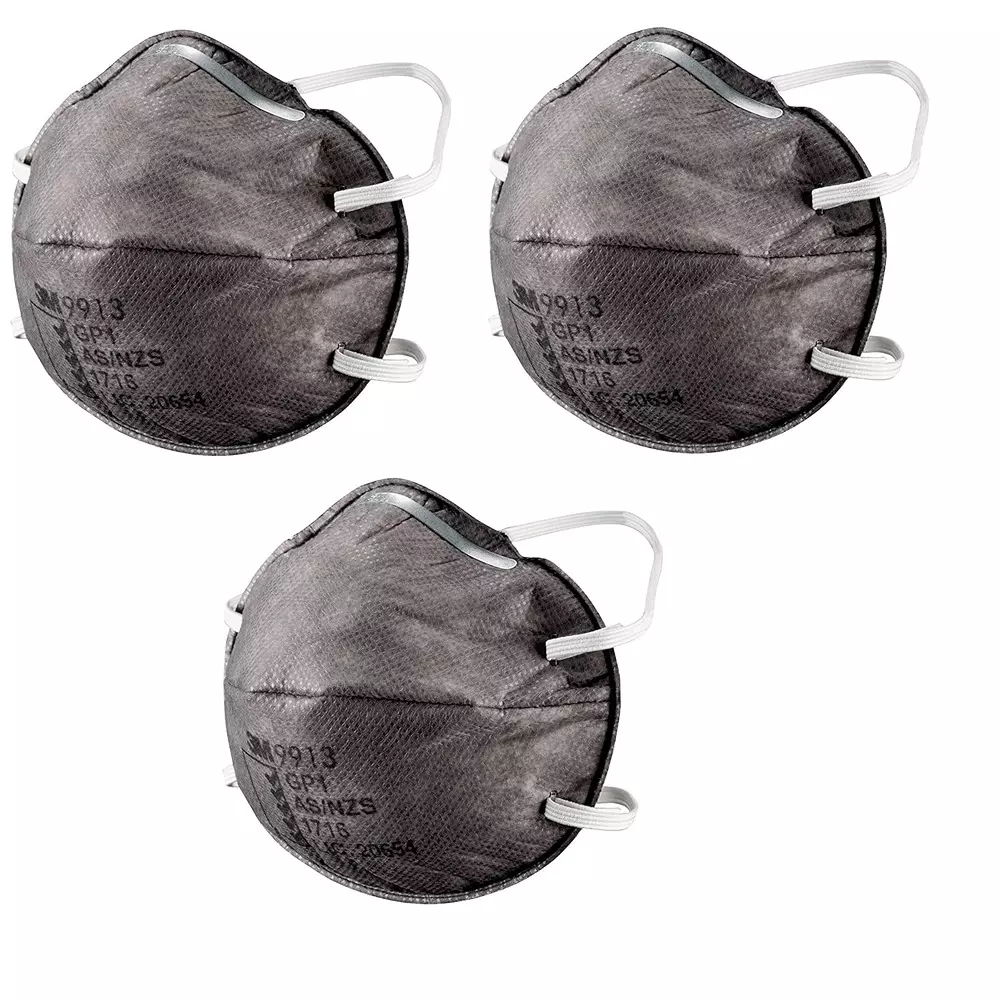 3M Universal Fit Nose Mask Cup-Shaped Free Size Grey for Dust Pollution Protection Use, 9913 (Pack of 5 Pcs)