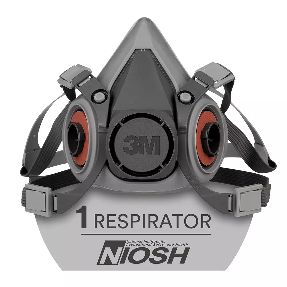 3M Half Facepiece Reusable Respirator Small Size Grey Thermoplastic Elastomer (TPE) for Fighting & Rescue Operations Use, 6100