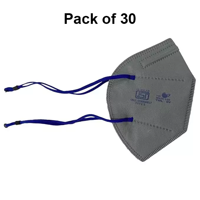 The Mask Lab Face Mask Organic Vapour C Shape Polypropylene Ear Loop Grey for Industrial Safety & Medical Purpose, TML-OV 30 Pcs