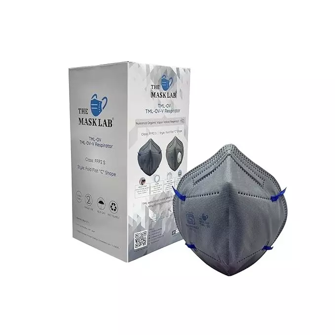 The Mask Lab Face Mask Organic Vapour C Shape Polypropylene Ear Loop Grey for Industrial Safety & Medical Purpose, TML-OV 30 Pcs
