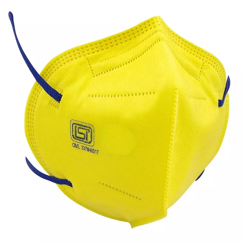 The Mask Lab Face Mask C Shape Polypropylene Ear Loop Yellow for Industrial Safety & Medical Purpose, TML-01 50 Pcs