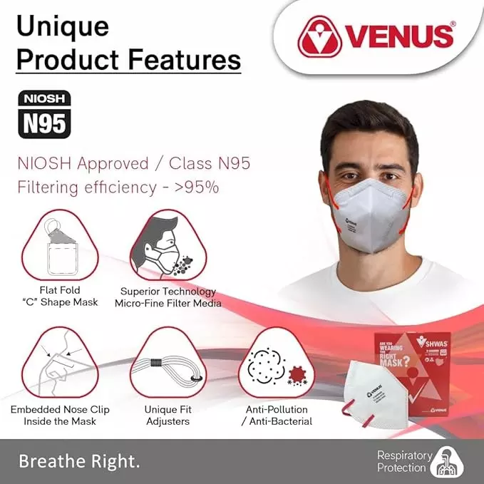 venus-v-4400-niosh-n95-face-mask-textile-elastic-irritation-free-disposable-white-free-size-130404501-pack-of-250