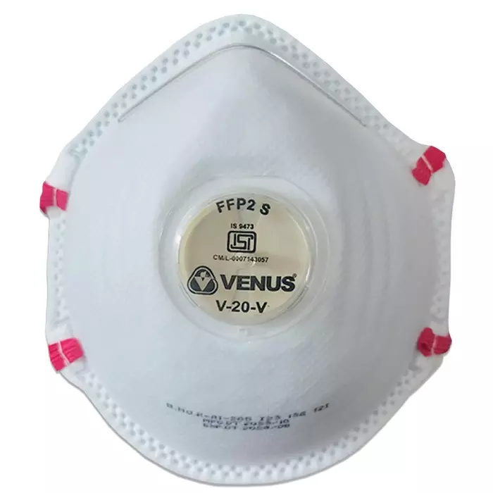 Venus V-20 V Particulate Respirator Cup Type Micro Fine Filter Media FFP2 S Filter Class White, 110259401 (Pack of 100)