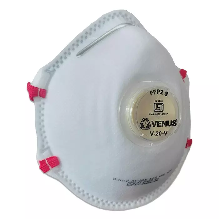 Venus V-20 V Particulate Respirator Cup Type Micro Fine Filter Media FFP2 S Filter Class White, 110259401 (Pack of 100)