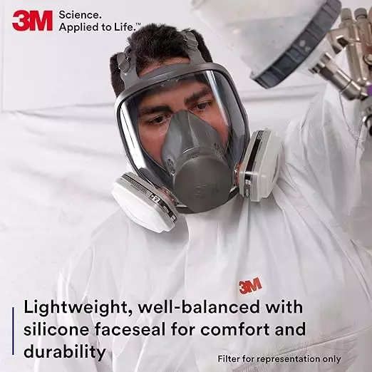 3M Full Facepiece Reusable Respirator Meduim Size Black Silicone, Thermoplastic Elastomer (TPE) for Fighting & Rescue Operations Use, 6800 (Pack of 1 Pcs)