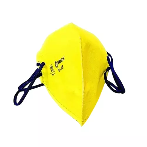 Venus FFP1 S Universal Fit Nose Mask Flat Fold C-Shaped Yellow for Pollution Dust Protection Use, V-44 (Pack of 50 Pcs)