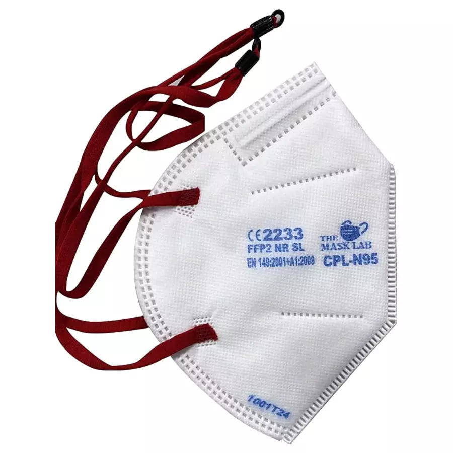 The Mask Lab Face Mask N95 C Shape Polypropylene Head Loop White Textile for Industrial Safety & Medical Purpose, CPL 50 Pcs