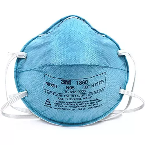 3M Respirator and Surgical Mask Type N95 Class Teal Free Size, 1860 (Pack of 50)