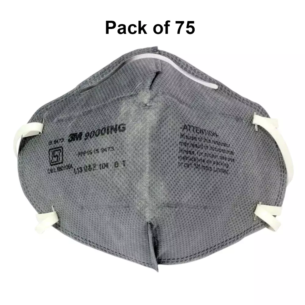 3m-universal-fit-nose-mask-cup-shaped-free-size-grey-for-dust-pollution-protection-use-9000-ing-pack-of-75-pcs