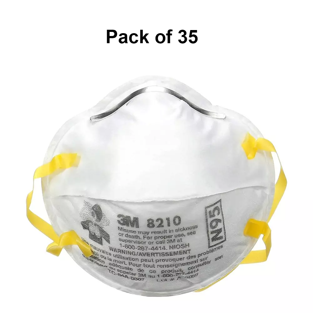 3M Universal Fit Nose Mask Cup-Shaped Free Size White for Dust Pollution Protection Use, 8210 (Pack of 35 Pcs)