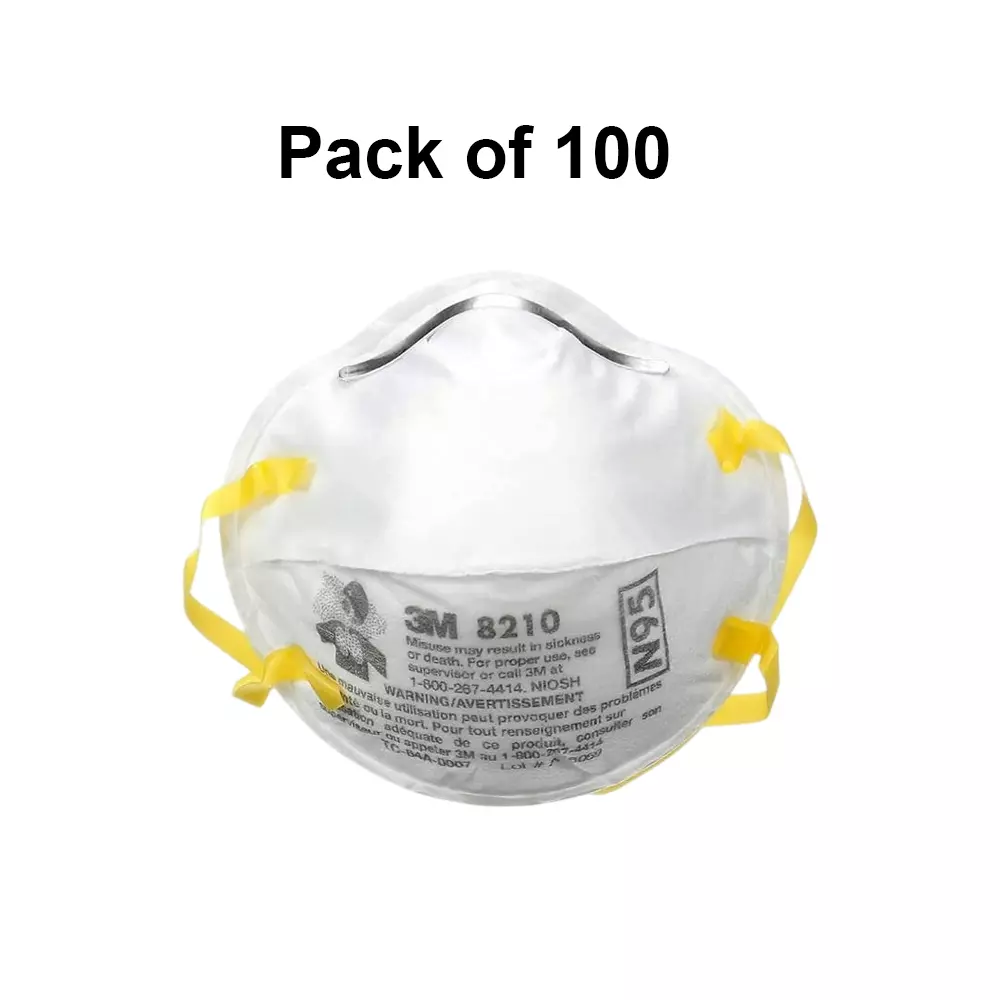 3M Universal Fit Nose Mask Cup-Shaped Free Size White for Dust Pollution Protection Use, 8210 (Pack of 100 Pcs)