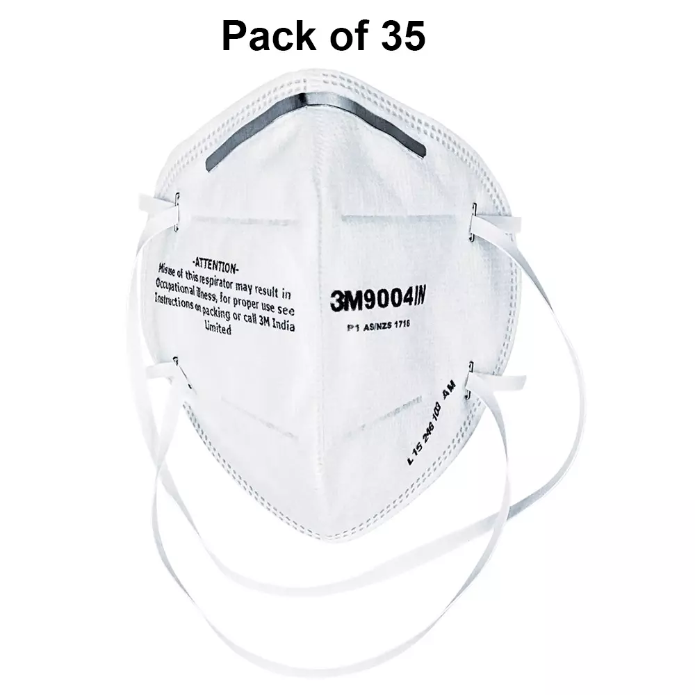 3M Universal Fit Nose Mask Cup-Shaped Free Size White for Dust Pollution Protection Use, 9004 IN (Pack of 35 Pcs)