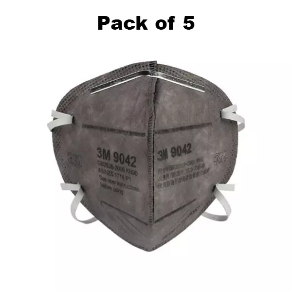 3M Universal Fit Nose Mask Cup-Shaped Small Size Grey Non-Woven for Dust Pollution Protection Use, 9042 (Pack of 5 Pcs)