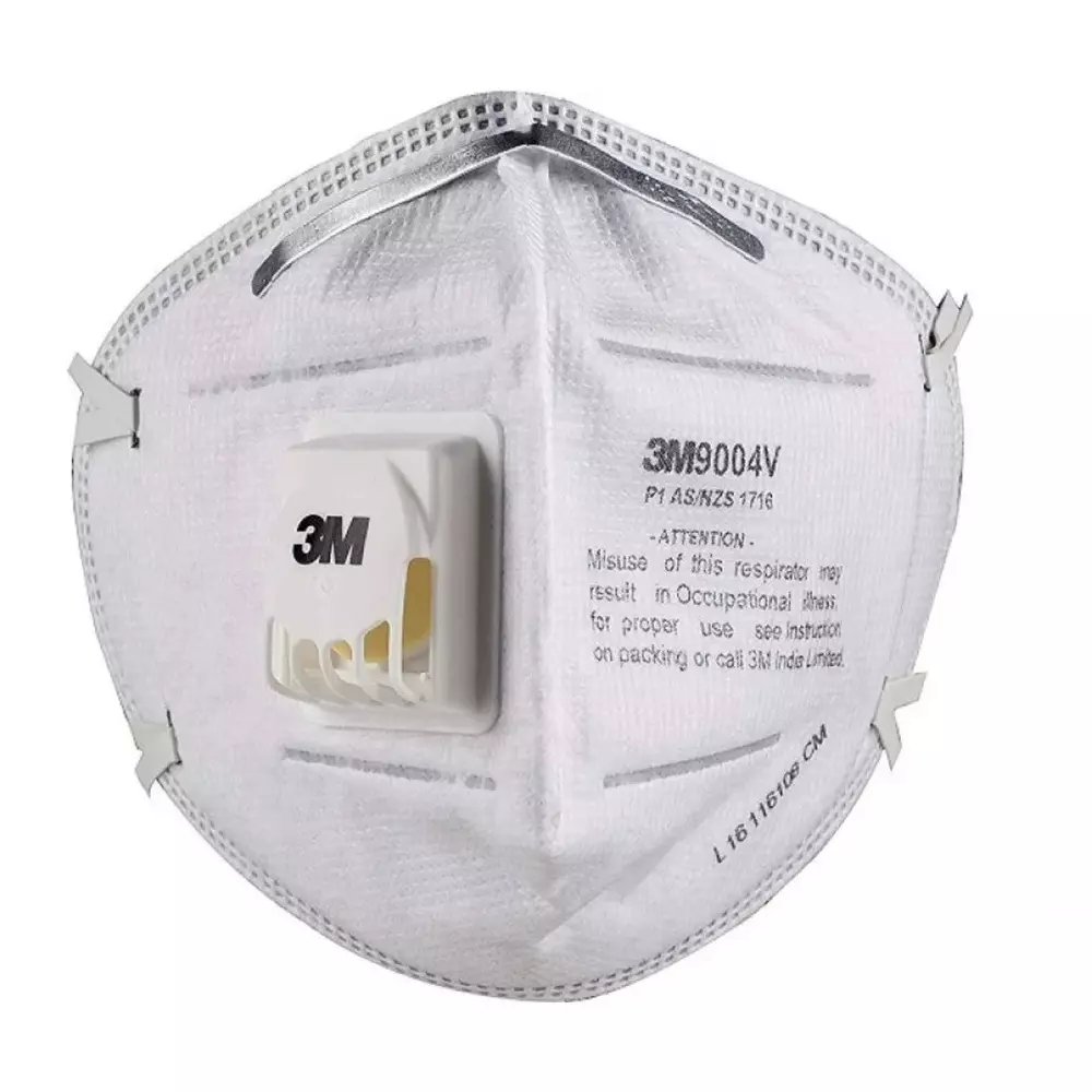 3M Universal Fit Nose Mask with Volv V Shaped Meduim Size White Cotton for Dust Pollution Protection Use, 9004 V (Pack of 120 Pcs)