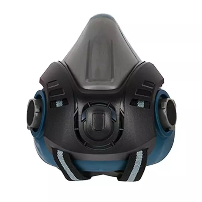 The Mask Lab Half Face Gas Mask Without Air Filters Silicone Head Loop Grey for Industrial Safety & Medical Purpose, TML-610 1 Pc