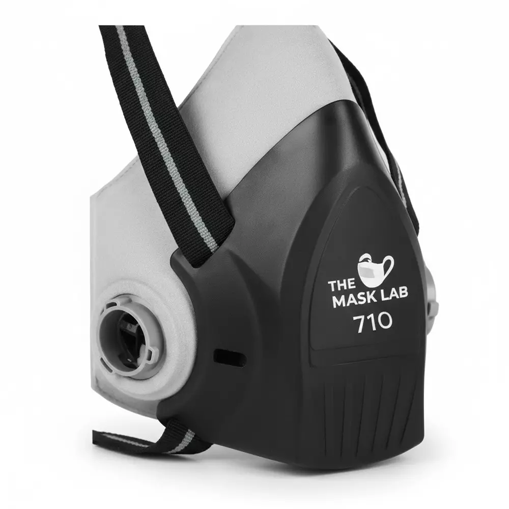 The Mask Lab Half Face Gas Mask Without Air Filters TPE & Silica gel Head Loop Grey for Industrial Safety & Medical Purpose, TML-710 1 Pc