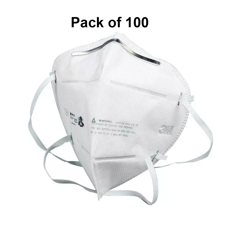 3M Universal Fit N-95 Nose Mask Cup-Shaped Free Size White for Dust Pollution Protection Use, 9010 (Pack of 100 Pcs)