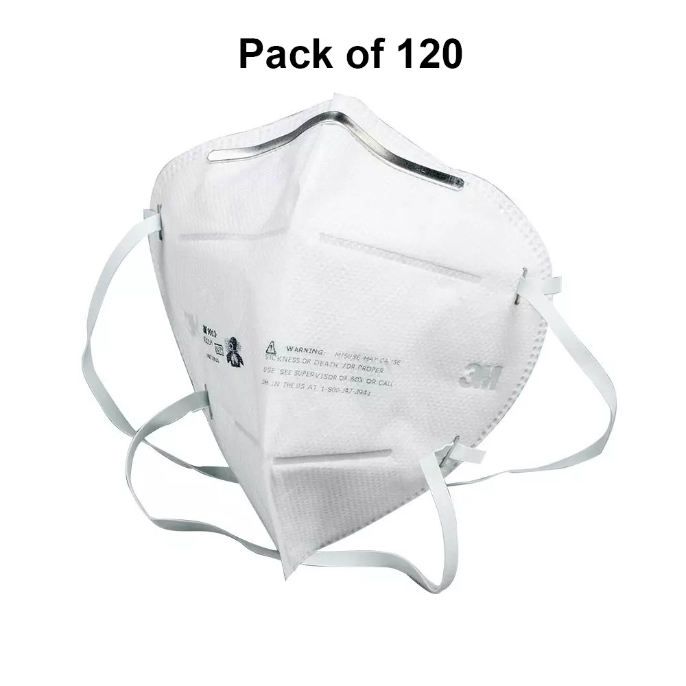 3M Universal Fit N-95 Nose Mask Cup-Shaped Free Size White for Dust Pollution Protection Use, 9010 (Pack of 120 Pcs)