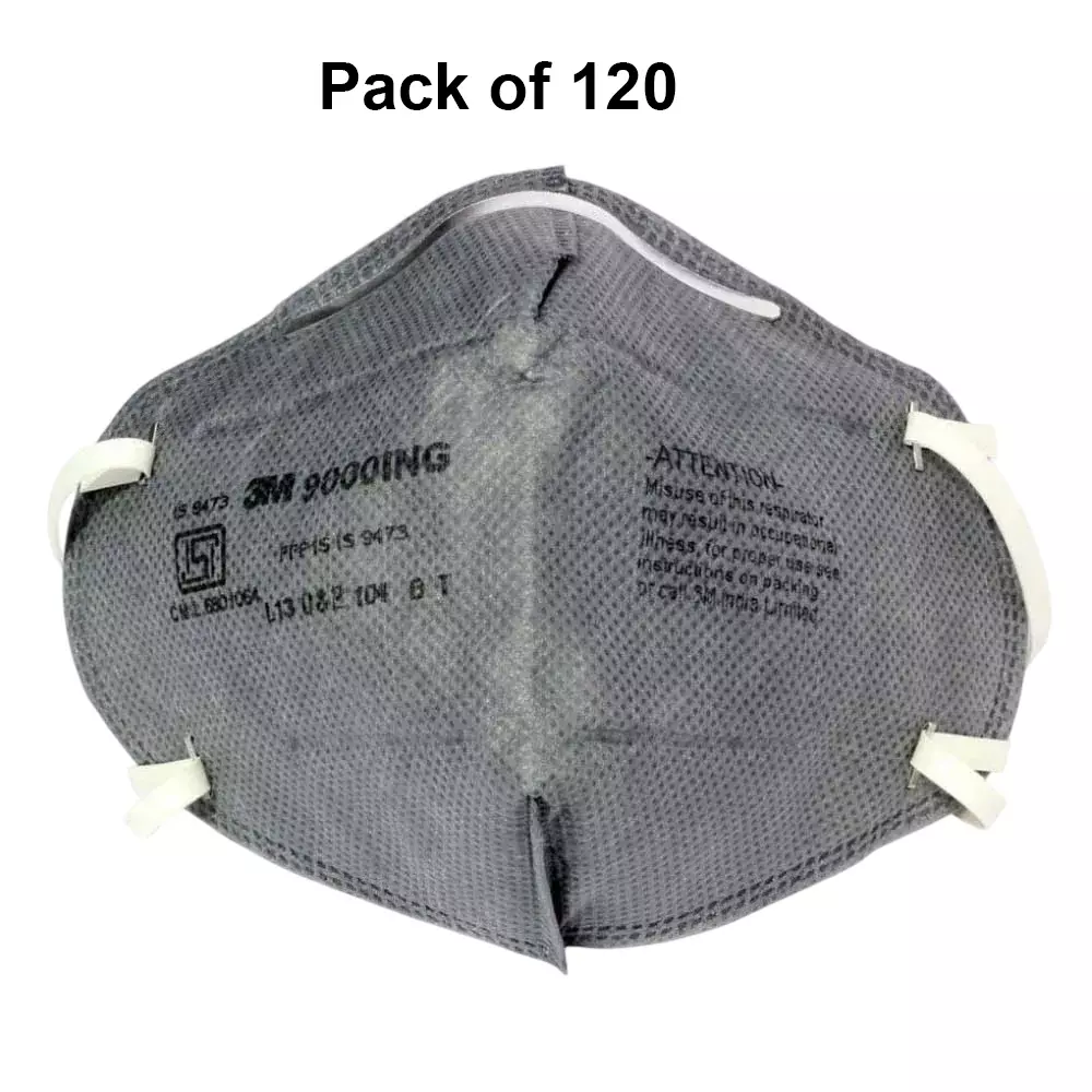 3m-universal-fit-nose-mask-cup-shaped-free-size-grey-for-dust-pollution-protection-use-9000-ing-pack-of-120-pcs