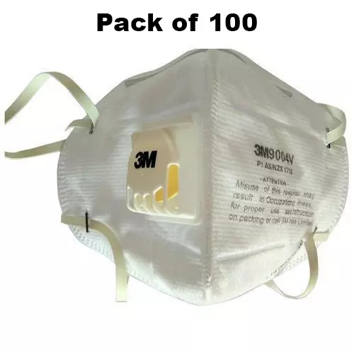 3M Universal Fit Nose Mask with Volv V Shaped Meduim Size White Cotton for Dust Pollution Protection Use, 9004 V (Pack of 100 Pcs)
