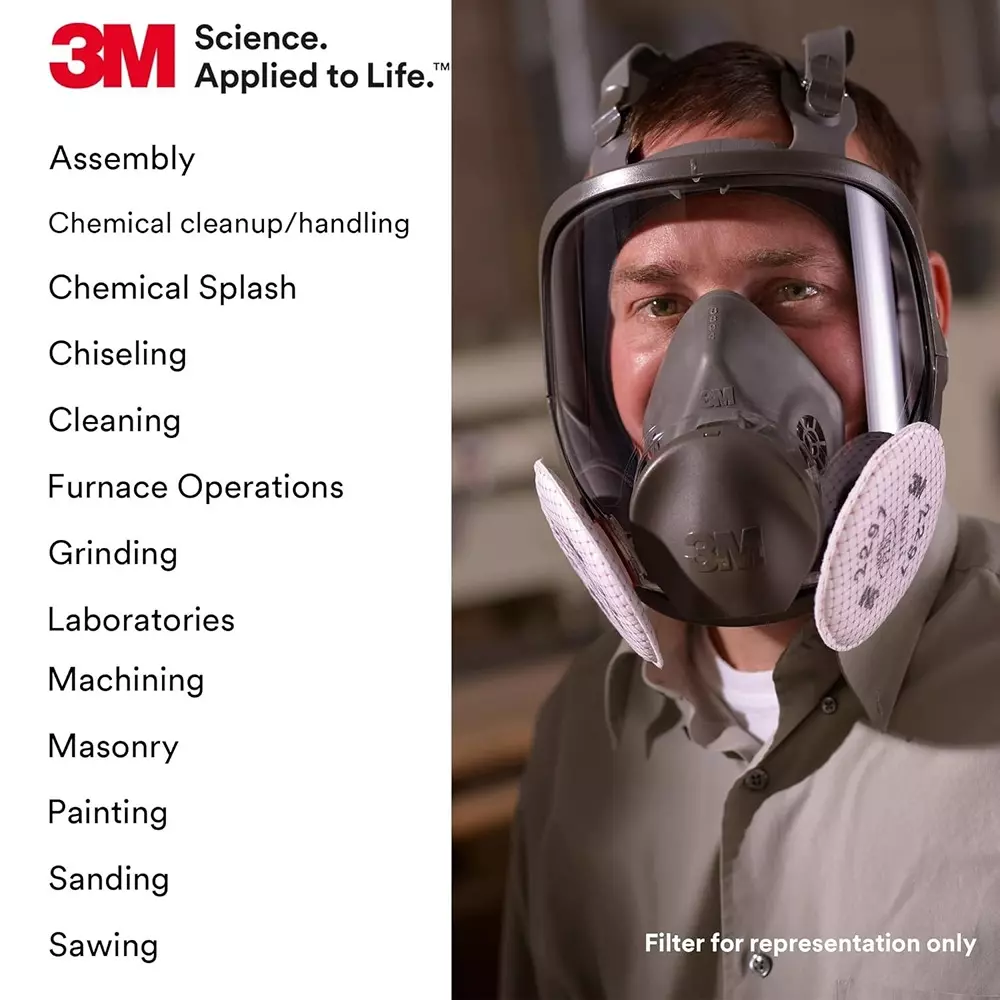 3M Full Facepiece Reusable Respirator Small Size Black Silicone for Fighting & Rescue Operations Use, 6700 (Pack of 1 Pcs)